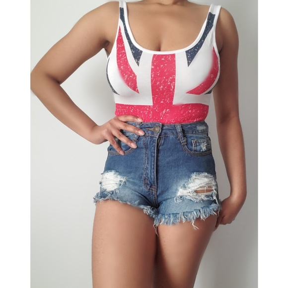 2 for $15 ~ Bodysuit + Denim shorts - Picture 2 of 11